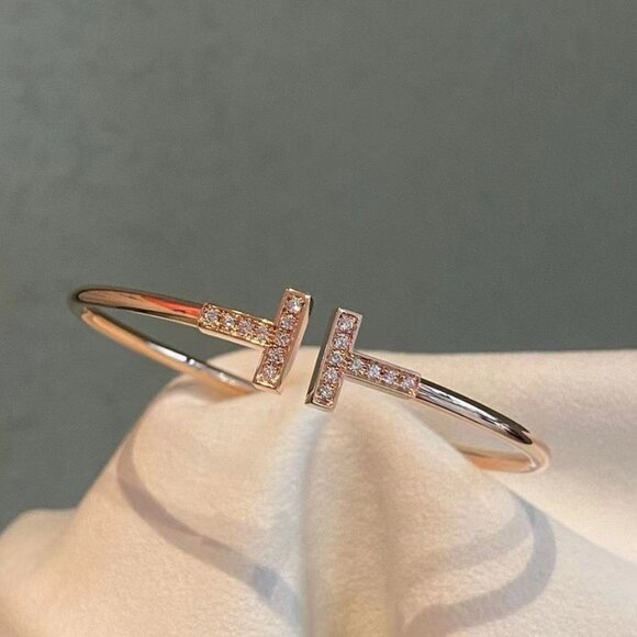 Tiffany & Co. Rose Gold Diamond Tiffany T Line Bracelet - Picture 2 of 6